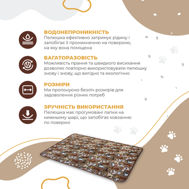 Многоразовая пеленка для собак Pelushka Happy Paw, 40х60 см