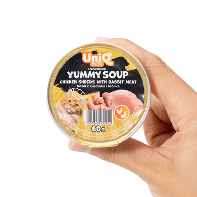 Суп для кошек UNIQ PETS CAT WET FOOD YUMMY SOUP с куриными кусочками и мясом кролика, 60 г
