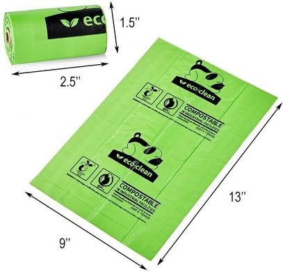 Біорозкладні пакети ECO-CLEAN для фекалій собак, 4 рулона по 15 пакетов