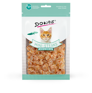 Лакомство для котов Dokas - Мини-стейки из лосося и трески, лосось, треска, 40 г, Упаковка производителя