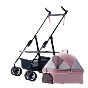 Коляска для кошек и собак Bestopet (Люпосанчик) BS-RL-20 Pink 3in1 со съемной переноской