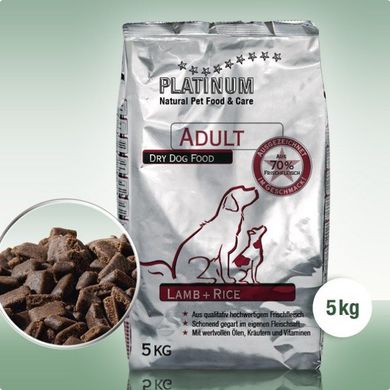 Platinum Adult Lamb&Rice для взрослых собак, 5 кг, Упаковка производителя, Заводская