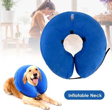 Защитный надувной ошейник для собак Derby Protective Inflatable Dog Cone Collar Blue, XS, 12-20 см