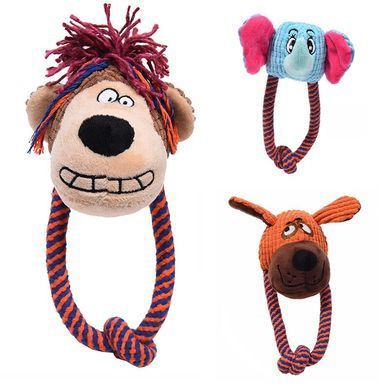 М'яка іграшка для собак невеликих порід з мотузкою: Dog, Monkey & Elephant, Блакитний, 1 шт.