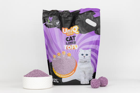 Биоразлагаемый наполнитель для кошачьих туалетов UNIQ PETS CAT LITTER TOFU lavender, 5 кг