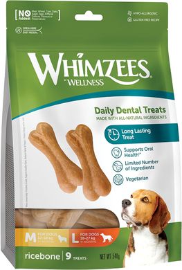 Рисові кістки для собак WHIMZEES® Rice Bone, 9 шт., M/L