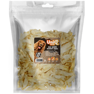 Лакомство для собак UniQ PETS Ушки кролика белые 1 кг