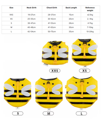 Рятувальний жилет для собак Derby Bee Design Dog Life Vest, 30 см, 41-63 см, 40-48 см, M