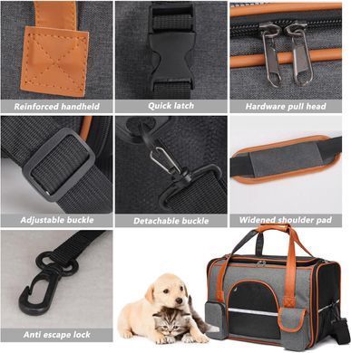 Сумка для переноски собак и котов Bestopet (Люпосанчик) Soft Sided Pet Carrier Bag, Сірий, 25х43х28 см