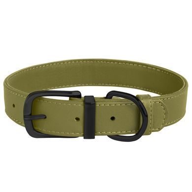 Ошейник для Собак Кожаный BronzeDog Premium с Металлической Фурнитурой Оливковый