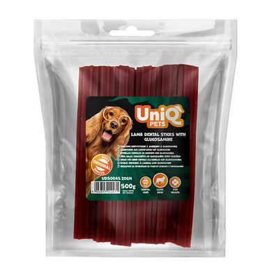 Лакомство для чистки зубов собак UniQ PETS DENTAL Зубные палочки с ягнятиной и глюкозамином 20 см, 500 г
