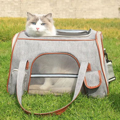Сумка для переноски собак и котов Bestopet (Люпосанчик) Soft Sided Pet Carrier Bag, Сірий, 25х43х28 см