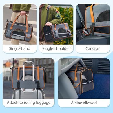 Сумка для переноски собак и котов Bestopet (Люпосанчик) Soft Sided Pet Carrier Bag, Сірий, 25х43х28 см