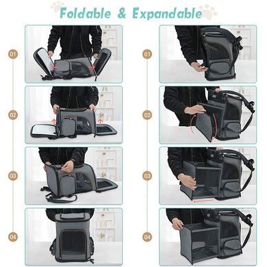 Расширяемый рюкзак для домашних животных Voyager Pet VB16007T, Черный, 40х26х33 см