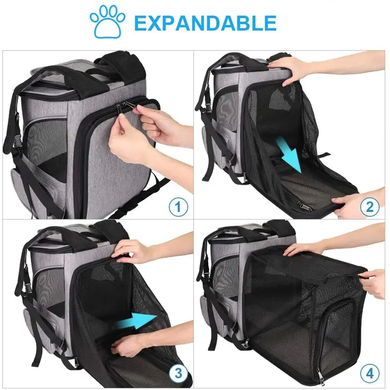 Расширяемый рюкзак для домашних животных Voyager Pet VB16007T, Черный, 40х26х33 см