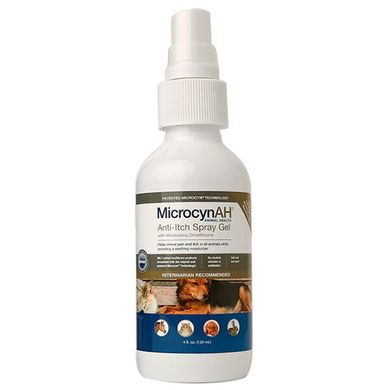 Cпрей-гель з диметиконом проти свербіння шкіри Microcyn Anti-Itch Spray Gel для всіх видів тварин, 120 мл