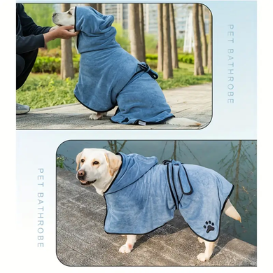 Рушник/халат для собак Derby з мікрофібри з капюшоном і поясом, Grey, S