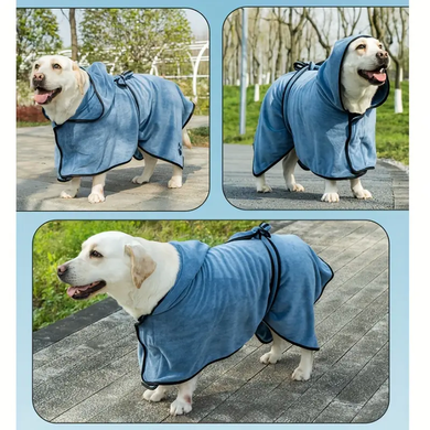 Рушник/халат для собак Derby з мікрофібри з капюшоном і поясом, Grey, S