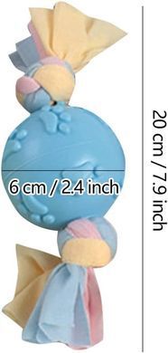 Жувальна іграшка для собак Derby Candy ball with paws and cotton rope, Блакитний