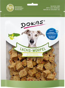 Лакомство для собак Dokas - Кубики лосося с ягодами годжи, лосось, 150 г, Упаковка производителя