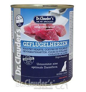 Консерва супер-преміум класу для собак Dr.Clauder's Selected Meat з пташиним серцем, 800 г