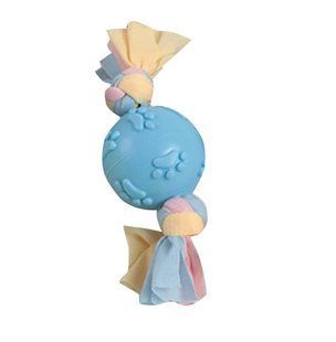 Жевательная игрушка для собак Derby Candy ball with paws and cotton rope, Голубой