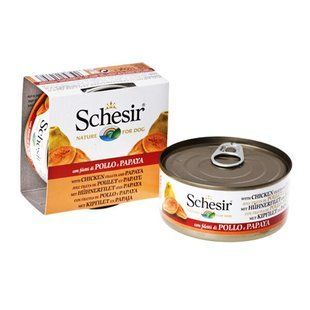 Консерви для собак Schesir Chicken Papaya з філе курки, папайєю і рисом в желе 150 г