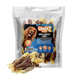 Лакомство для собак UniQ PETS Кроличьи уши с говядиной, 500 г