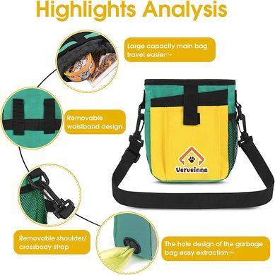 Сумка для выгула и тренировок собак Verveinna Dog Treat Training Pouch Green/Yellow