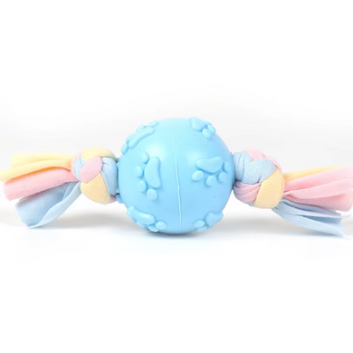 Жувальна іграшка для собак Derby Candy ball with paws and cotton rope, Блакитний