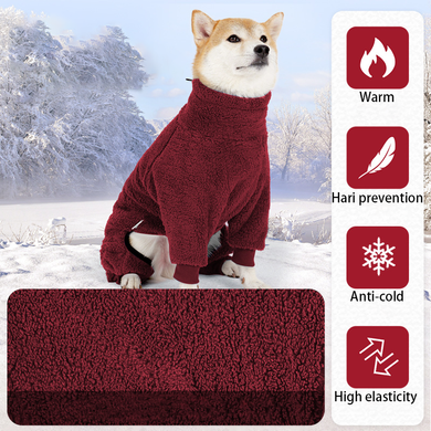 Флісовий комбінезон для собак Wan Talk Four-legged Pullover Dog Coat, Bordo, 65-70 см, 80-96 см, 56 см, 3XL