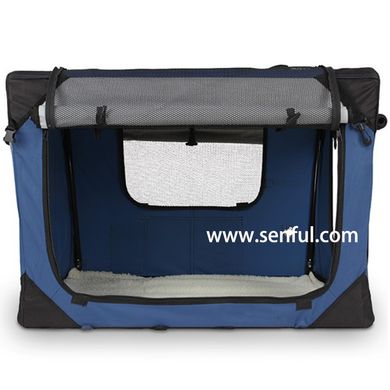 Мягкая клетка для собак SENFUL Pet Soft Crate с флисовым ковриком и чехлом, красно бежевая, 50х35х35 см