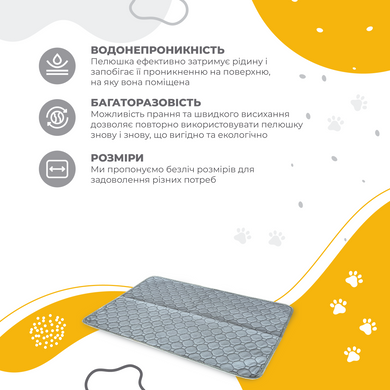Багаторазова пелюшка для собак Pelushka Pelushka Graphite без антиковзаючого шару, 40х60 см