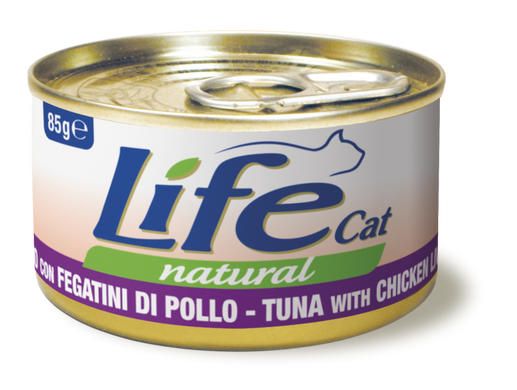 Консерва для котов LifeNatural Тунец с курицей и печенью, 85 г, 85 г