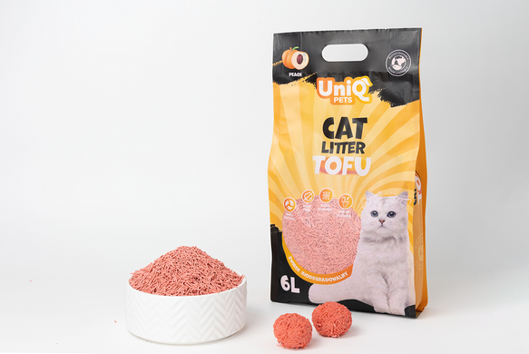 Біорозкладний наповнювач для котячих туалетів UNIQ PETS CAT LITTER TOFU peach, 5 кг