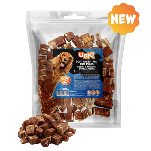Лакомство для собак UniQ PETS Мягкие кубики из кролика и трески, 500 г
