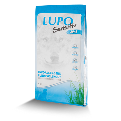 Гіпоаллергенний сухий корм Lupo Sensitiv 20/8 для менш активных собак, 15 кг, Упаковка виробника, Сухий корм, Заводська